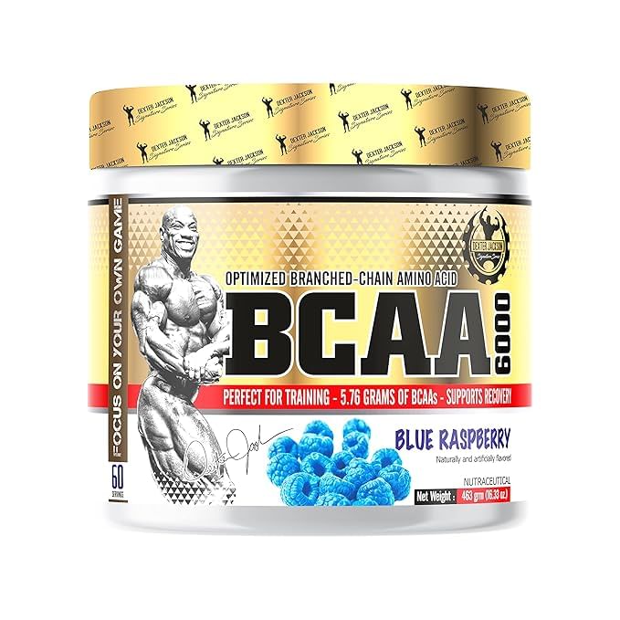 

Dexter Jackson BCAA 6000 | Blue Raspberry Flavor | 60 Servings, 463g - Advanced Branched-Chain Amino Acid Formula for Optimal Muscle Recovery