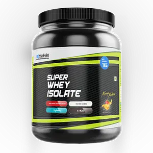 Getmymettle Super Whey Isolate with Whey Peptides, 25g Protein, 0g Sugar, 6.4g BCAA, 4g Glutamine, No Preservatives Mango