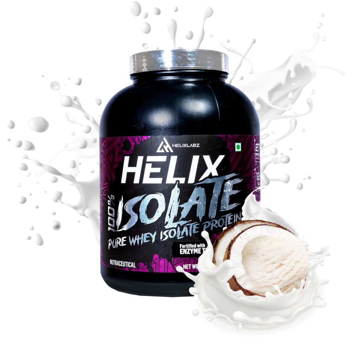 

Helixlabz Isolate 100% whey Pure Isolate for Muscle Growth | Coconut Ice cream | 2kg