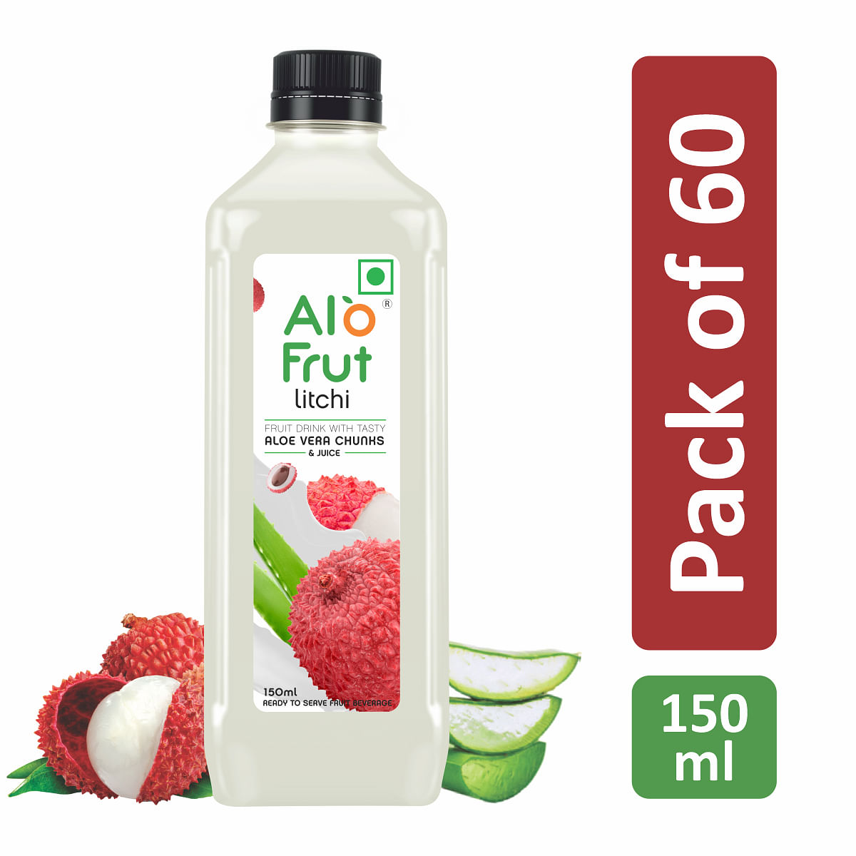 

Alo frut Litchi Fruit Drink with Tasty Aloevera Chunks & Juice -150ml (Pack Of 60)| Natural Goodness of Fruits and Aloevera Chunks | Ready-to-Serve...