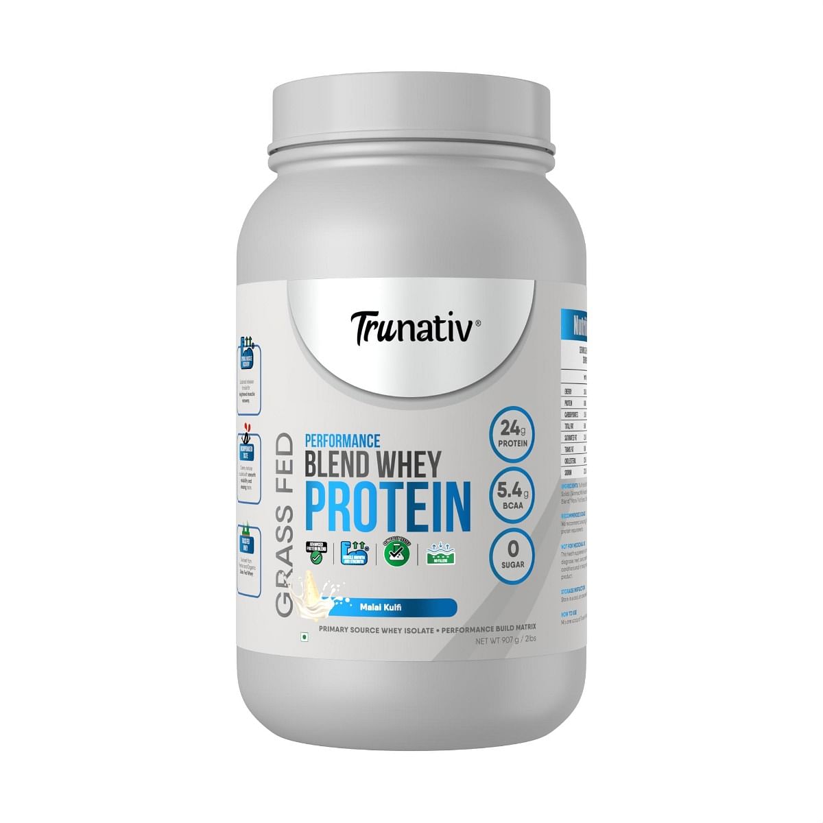 

Trunativ Performance Blend Whey Protein 100% Vegetarian, Malai Kulfi, Sugar Free, 24g Protein, 5.4g BCAA, Helps Increase Muscle Gain and Recovery, ...