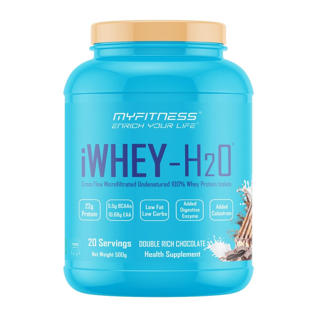

MYFITNESS ® iWHEY-H2O |Whey Protein Isolate|22g Premium Whey Protein Isolate Per Serving|5.5g BCAA’s | 10.68g EAA’s|Added Digestive Enzyme |Low Fat...