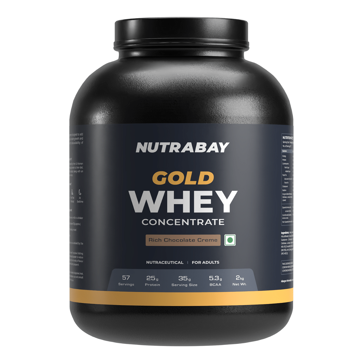 

Nutrabay Gold Whey Protein Concentrate 2Kg | 57 Serving | 25g Protein | Rich Chocolate Creme Flavour | Build Muscle | Fast Recovery