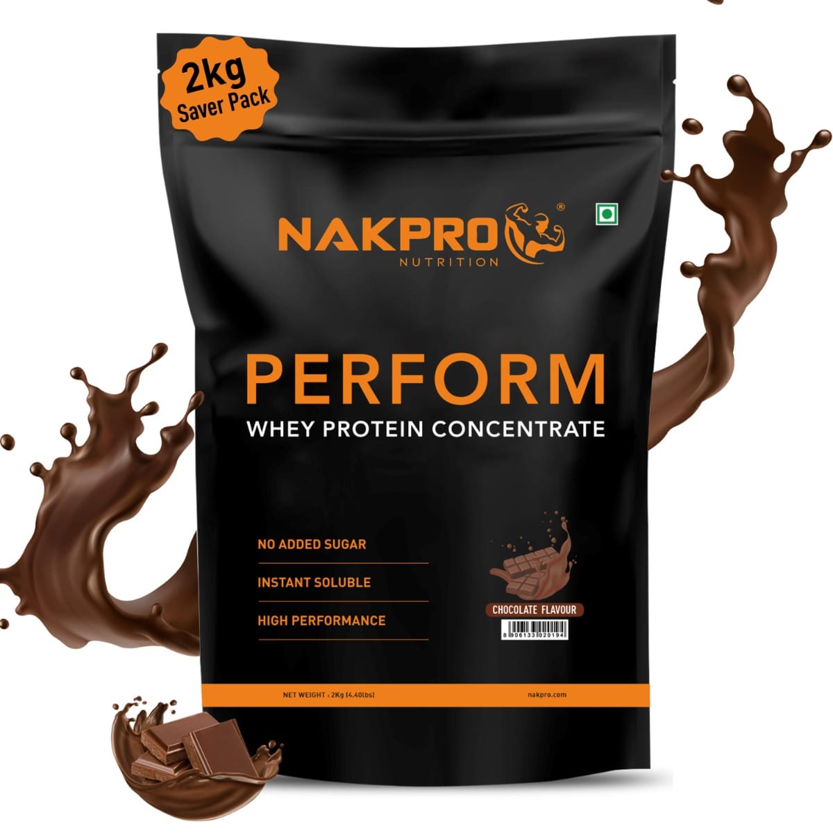NAKPRO Perform Whey Protein Concentrate 2kg | 24g Protein, 5.3g BCAA | Trustified Certified 100% Authentic Supplement Powder & No Adulteration | Fast Absorbing Whey Protein Powder