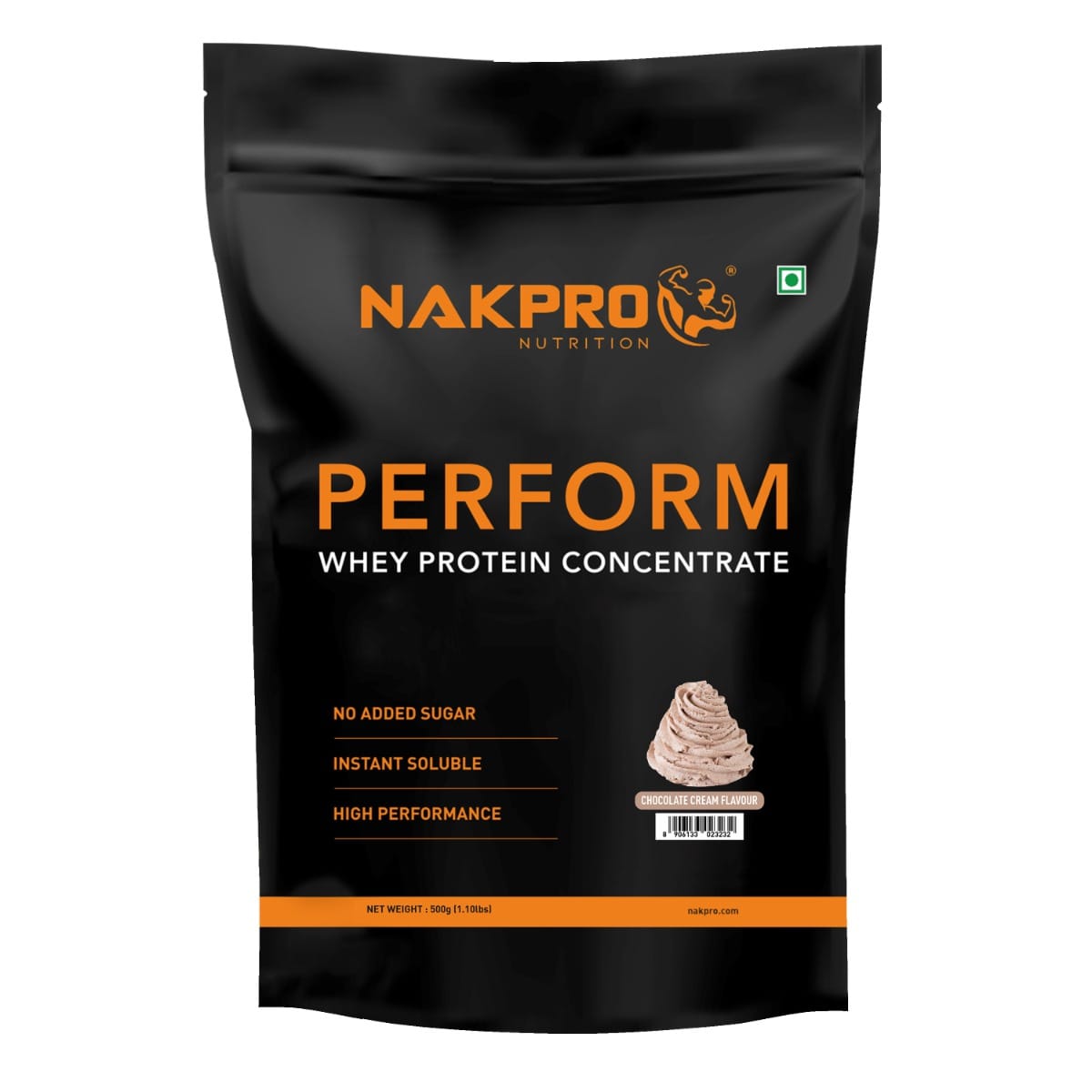 

NAKPRO Perform Whey Protein Concentrate 500g Chocolate-Cream | 24g Protein, 5.3g BCAA | Trustified Certified 100% Authentic Supplement Powder & No ...