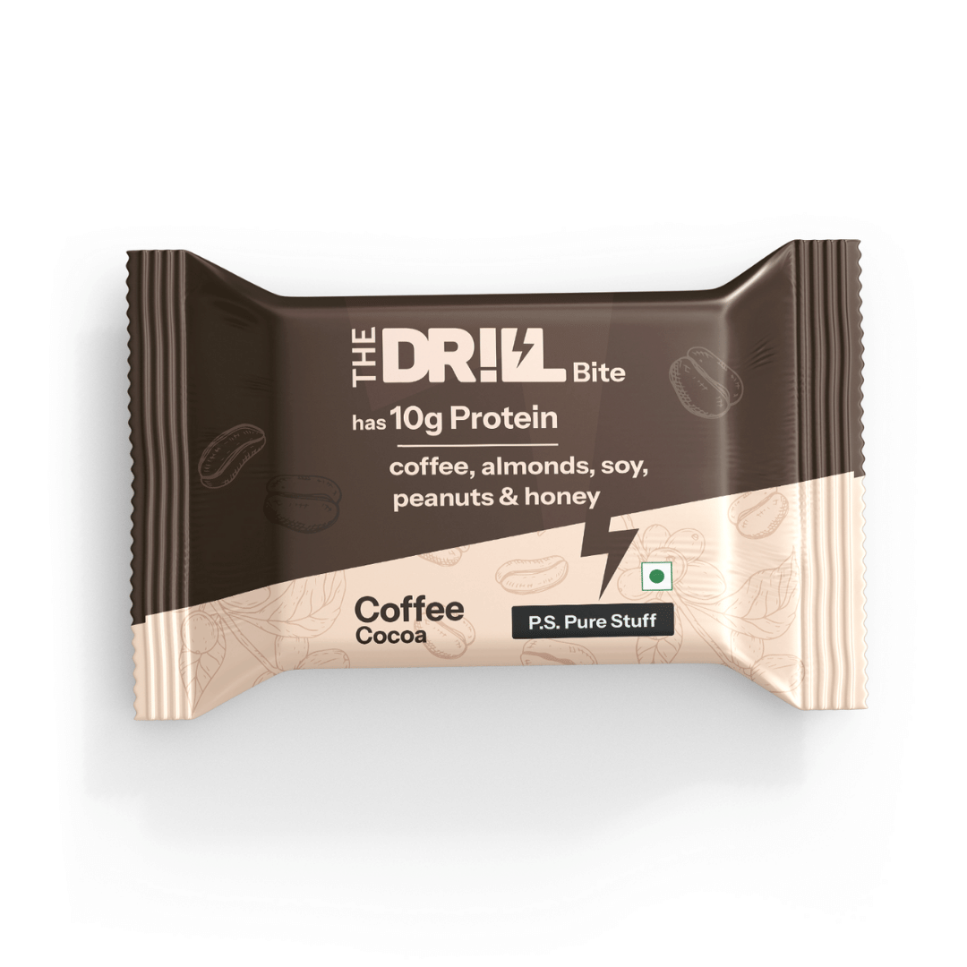 The Drill - Protein Bite - 10g Protein (Pack of 6) – No Added Sugar, No Preservatives, 100% Natural Ingredients - Only Pure Stuff – Healthy Snack for Gym, Work & Travel