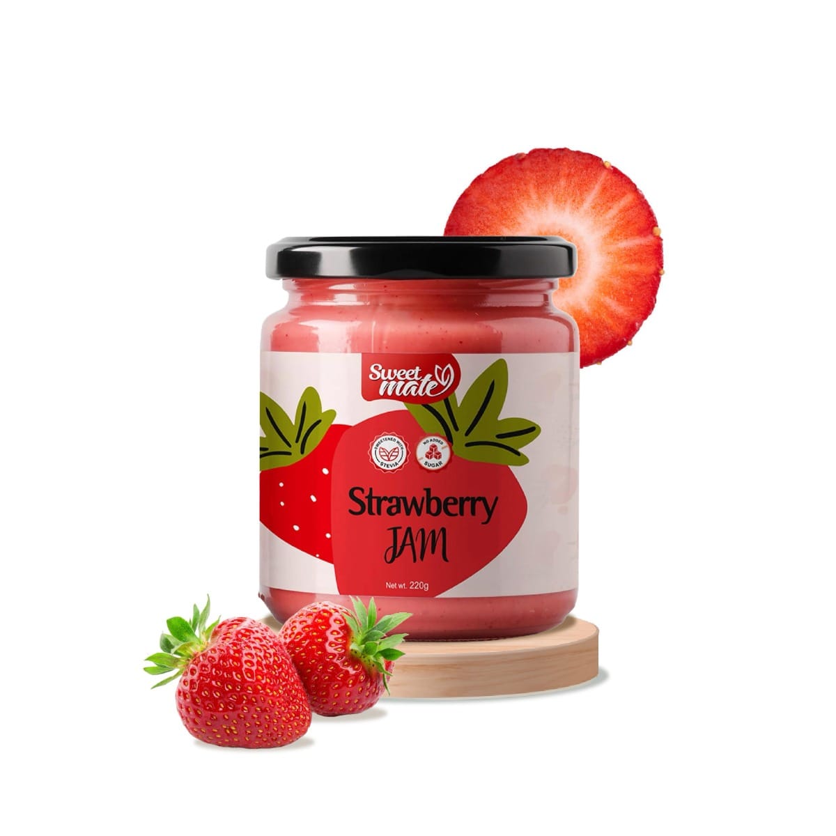 Sweetmate Sugar Free Jam - (220g) | Stevia added with Real Fruits | 100% Natural | Diabetic and Keto Friendly Sweetened Naturally | Tastes Delicious