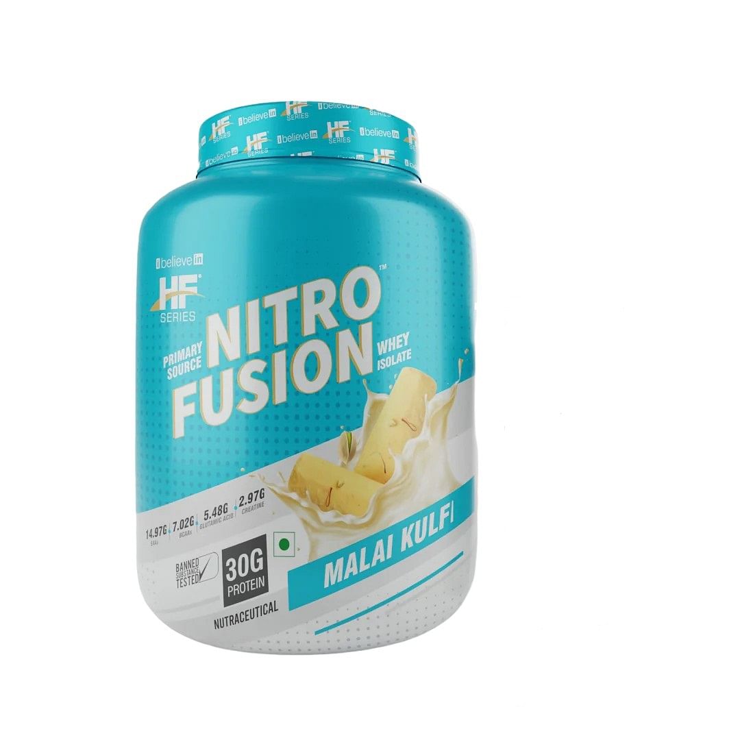 

HF Series Nitro Fusion Whey protein Isolate with Creatine, EAA and glutamine|30G PROTEIN|44 servings|2kg-4.4lbs|Flavour-Malai Kufi