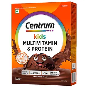 Centrum Kids Multivitamin & Protein, Health Drink (Chocolate)| 24 Vitamins, Minerals to support Holistic Growth (Veg)| World's #1 Multivitamin