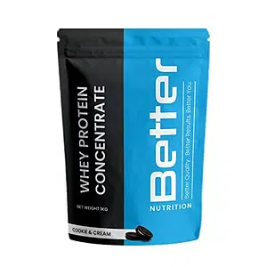 Better Nutrition Whey Protein Concentrate 1kg | No Added Sugar | Whey Protein Concentrate For Women & Men | Muscle Building | Whey for Workouts | Bodybuilding | 100% Veg