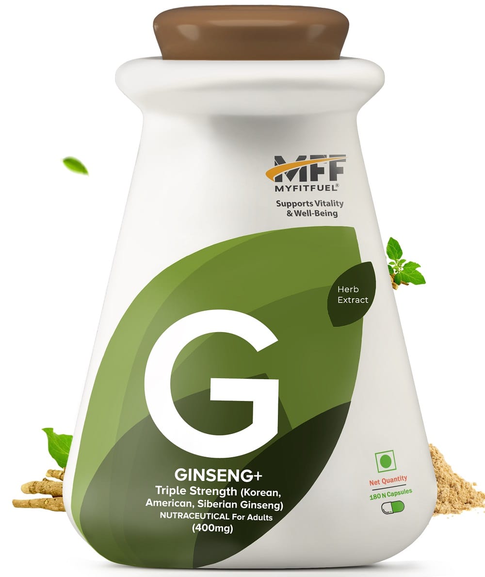 

MyFitFuel Ginseng+ (Triple Strength Ginseng with Korean, American and Siberian Ginseng) (400mg) - 180 Capsules