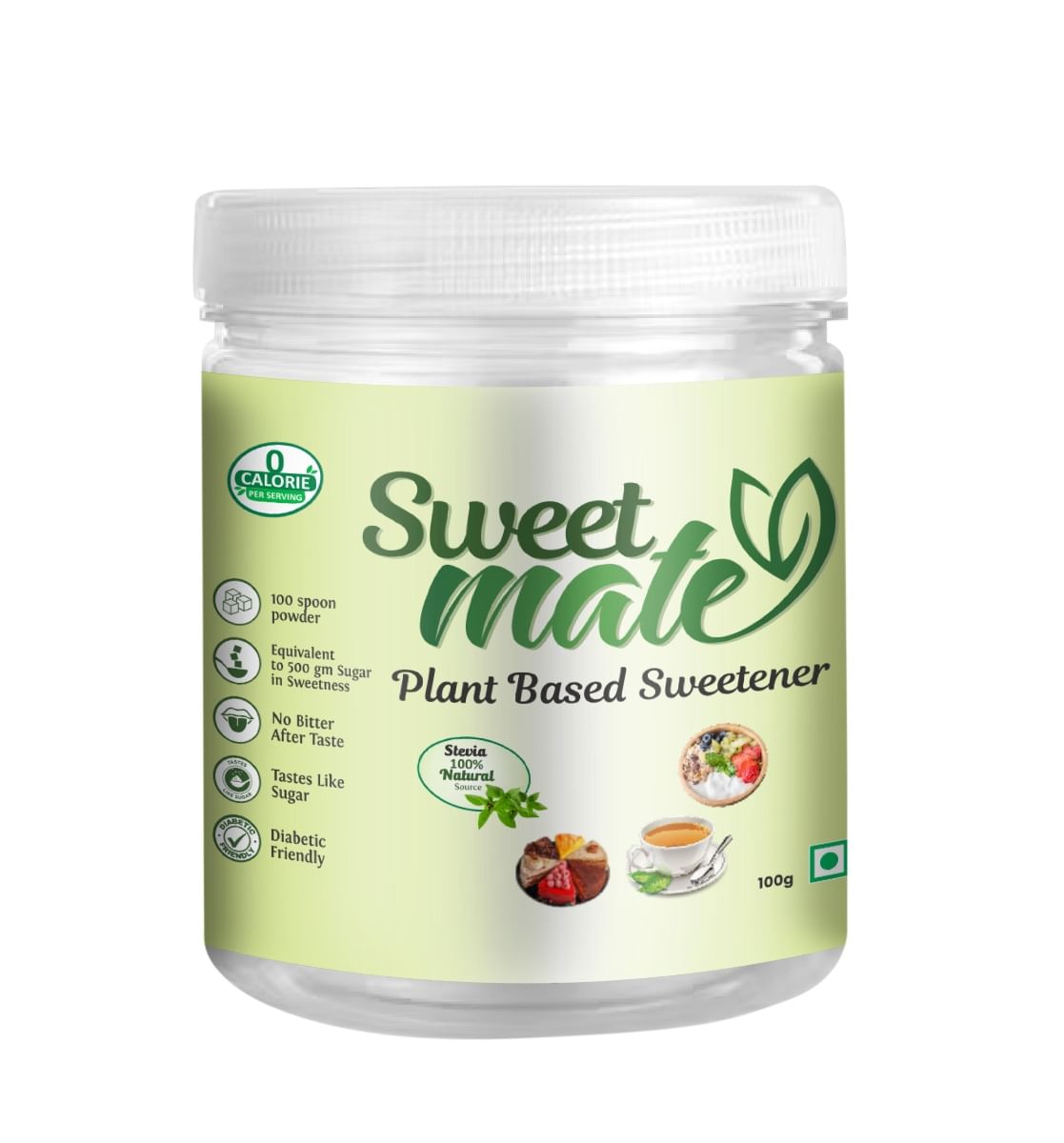 Sweetmate Stevia Powder Jar Pack Sugar Free Stevia Natural