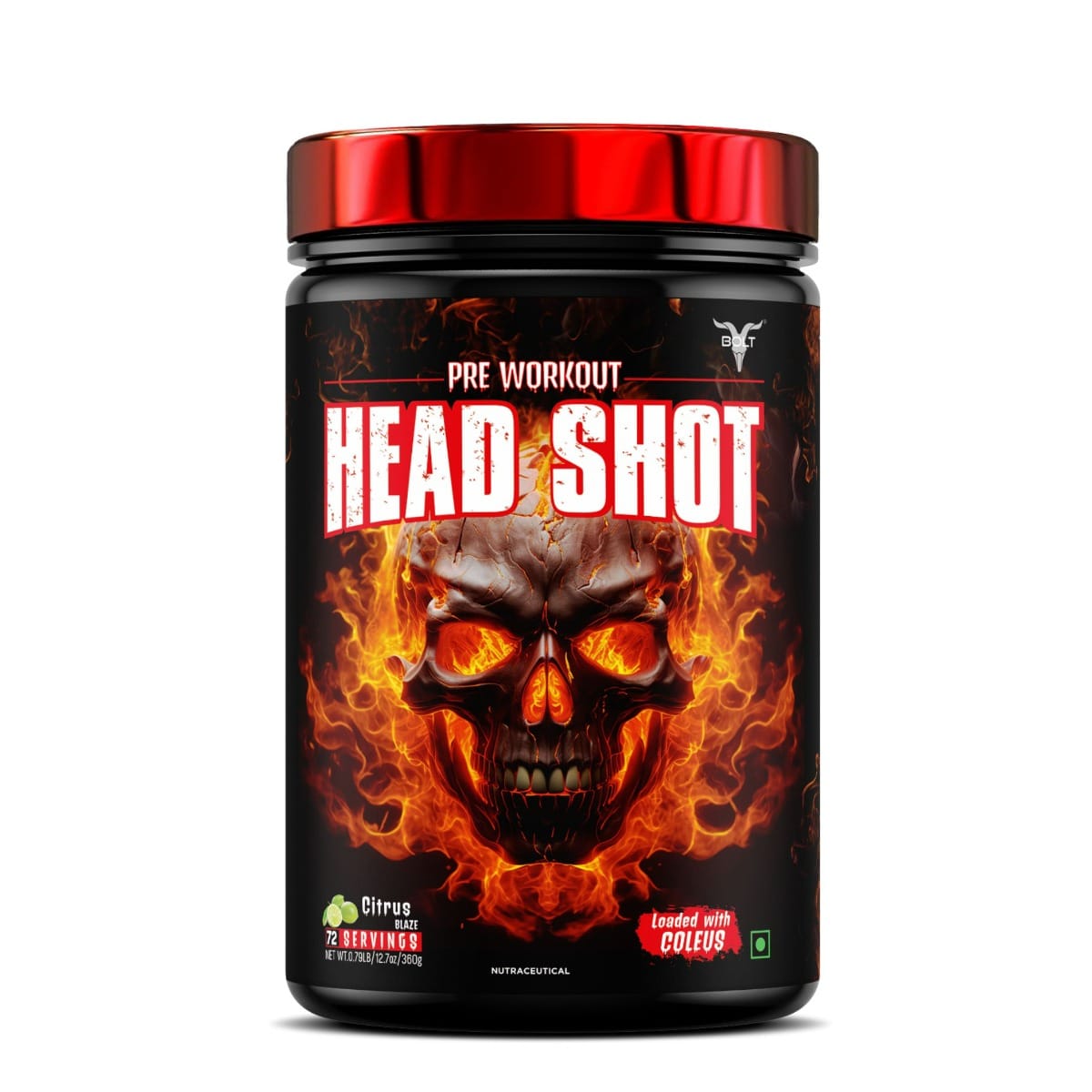 

Bolt Nutrition Head Shot Pre-Workout | Extreme Energy Boost | Intense Muscle Pump & Focus | Zero Sugar, Zero Fat | Gym Performance Booster | 360 gm...