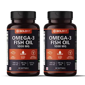 Boldfit Fish Oil Capsules Fish Oil Omega 3 Capsules for Men and Women Triple Strength Omega 3 Fish Oil 550 Mg EPA & 350 Mg DHA Triple Strength Fish Oil for Brain, Bones & Joint Support