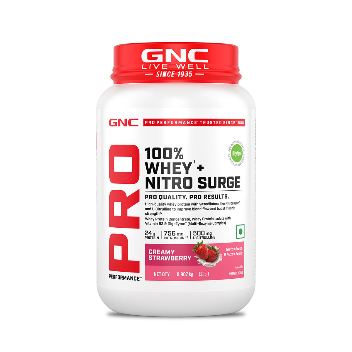 

GNC Pro Perfomance 100% Whey Nitro Surge Strawberry 2lb
