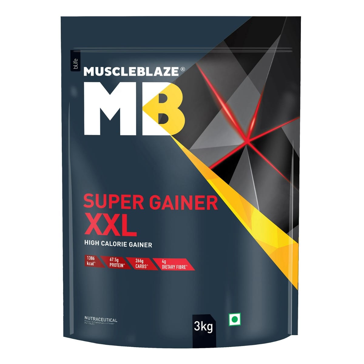 

MuscleBlaze Super Gainer XXL | Muscle Mass High Protein Gainer (Chocolate, 3kg / 6.6lbs, 30 Servings)