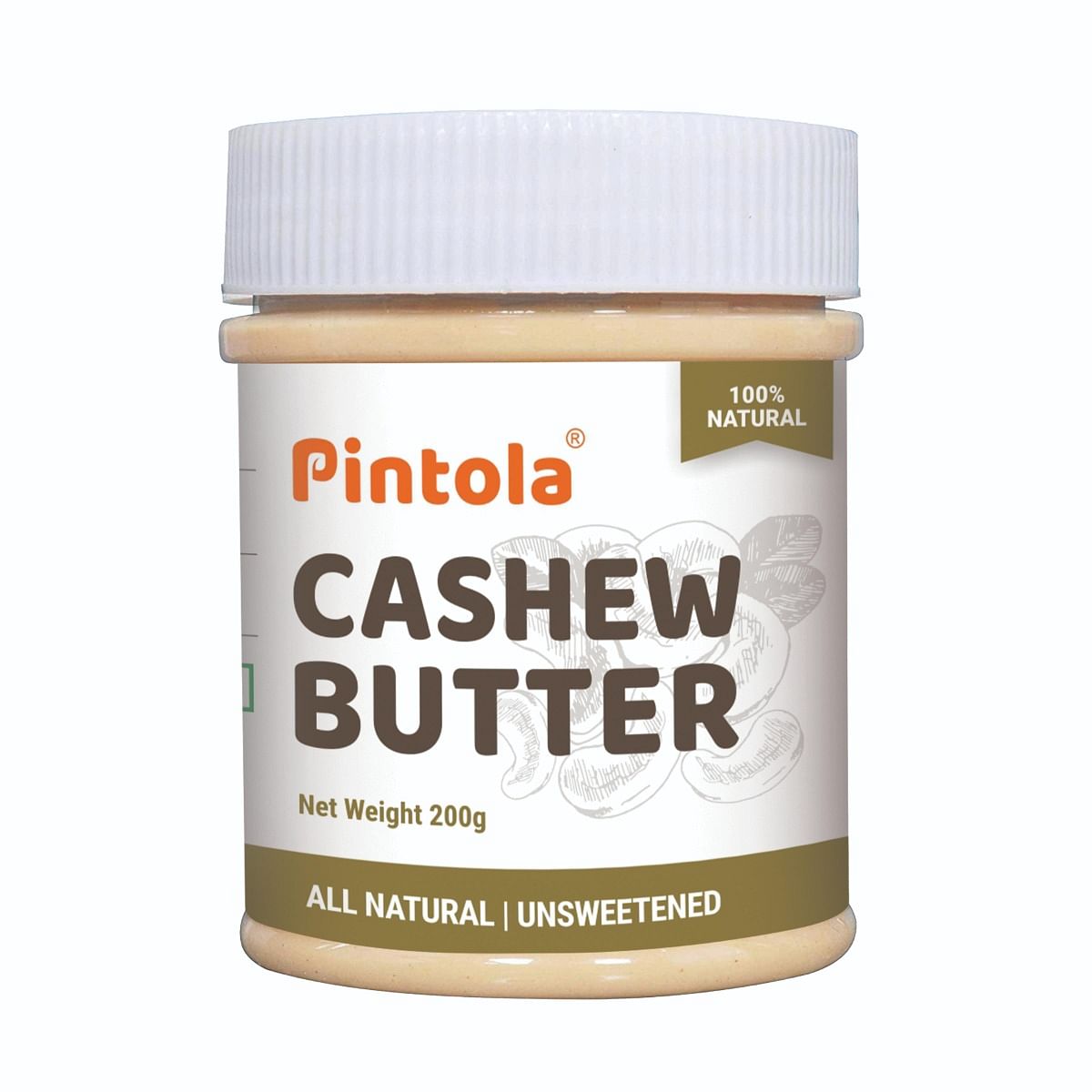 

Pintola All Natural Cashew Butter Made With 100% Cashews | Rich In Protein, Naturally Gluten-Free, Zero Added Sugar| Unsweetened, Creamy, 200g