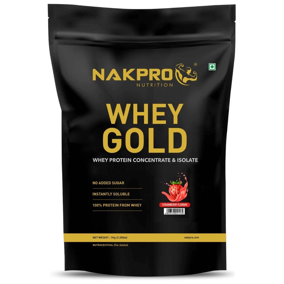 NAKPRO Gold Whey Protein Concentrate 1kg Strawberry