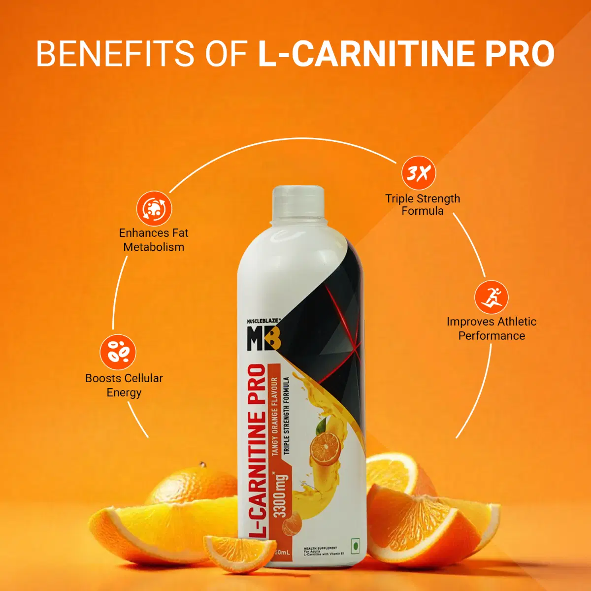 MuscleBlaze Liquid L-Carnitine PRO | 3300mg L- Carnitine |Triple Strength Formula (Tangy Orange, 450ml) MuscleBlaze Liquid L-Carnitine PRO | 3300mg L- Carnitine |Triple Strength Formula (Tangy Orange, 450ml)