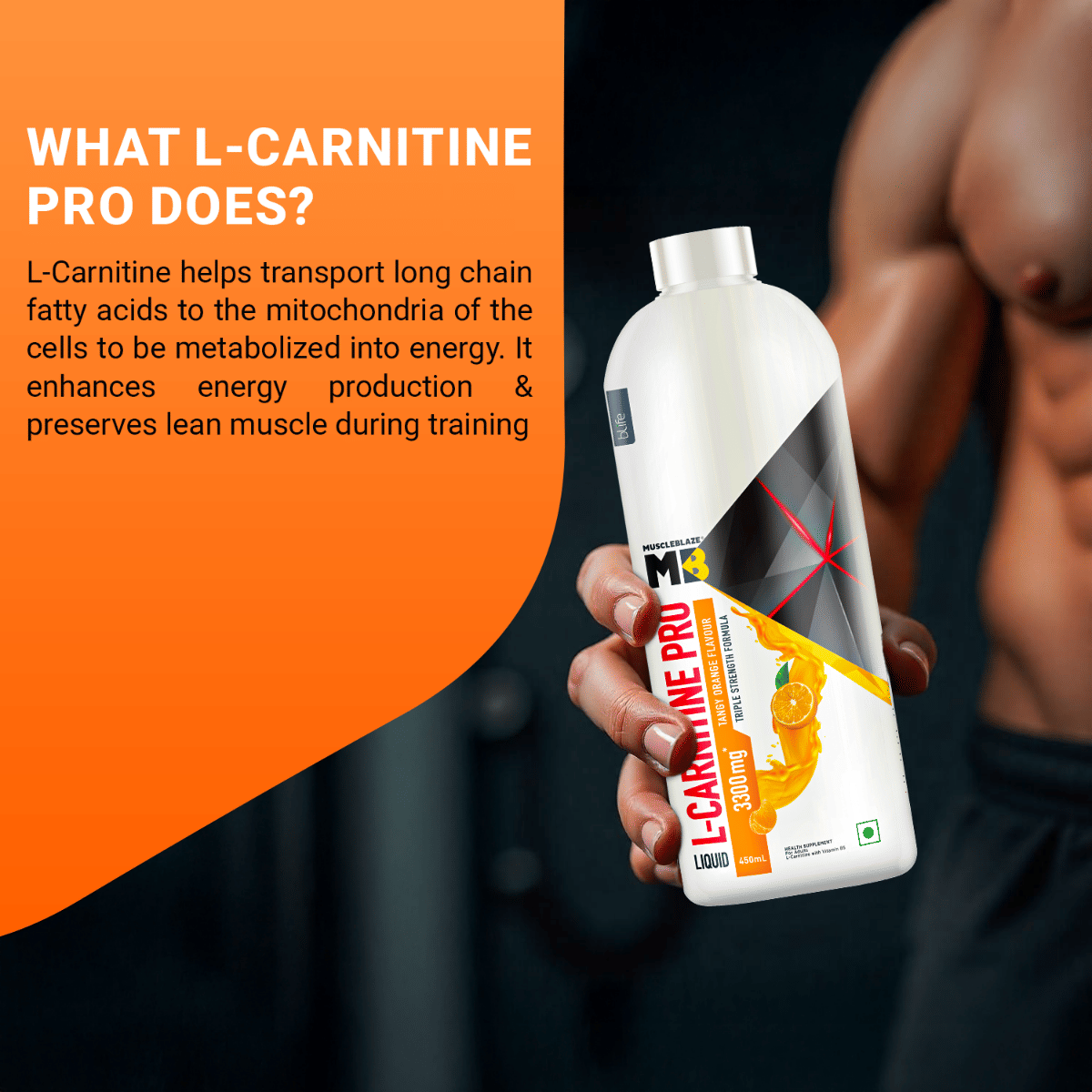 muscleblaze l carnitine MuscleBlaze Liquid L-Carnitine PRO (Tangy Orange, 450ml)