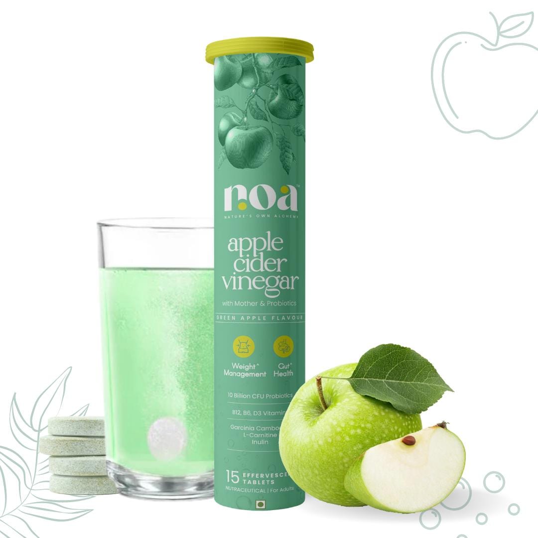Noa Apple Cider Vinegar Effervescents with Probiotics & Prebiotics for Gut  Health, Weight Management, 10 Billion CFU, Vitamins B12, B6, D3, L-Carnitine,  Garcinia Cambogia (Green Apple)