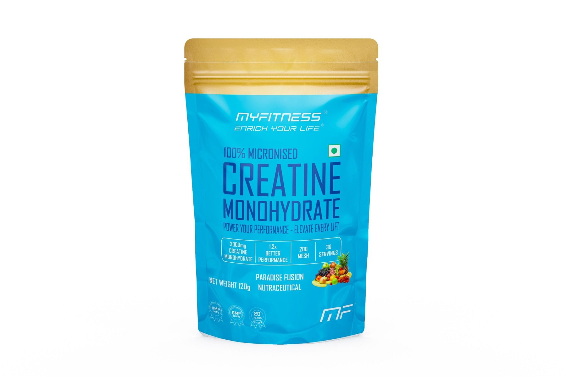 

MYFITNESS 100% MICRONIZED CREATINE MONOHYDRATE| 30 SERVINGS | 120g |WITH ADDED ELECTROLYTES | PARADISE FUSION