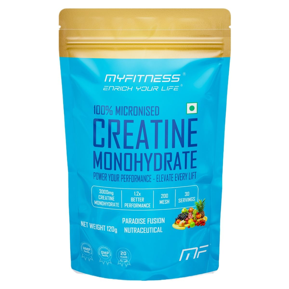 

MYFITNESS 100% MICRONIZED CREATINE MONOHYDRATE| 30 SERVINGS | 120g |WITH ADDED ELECTROLYTES | PARADISE FUSION