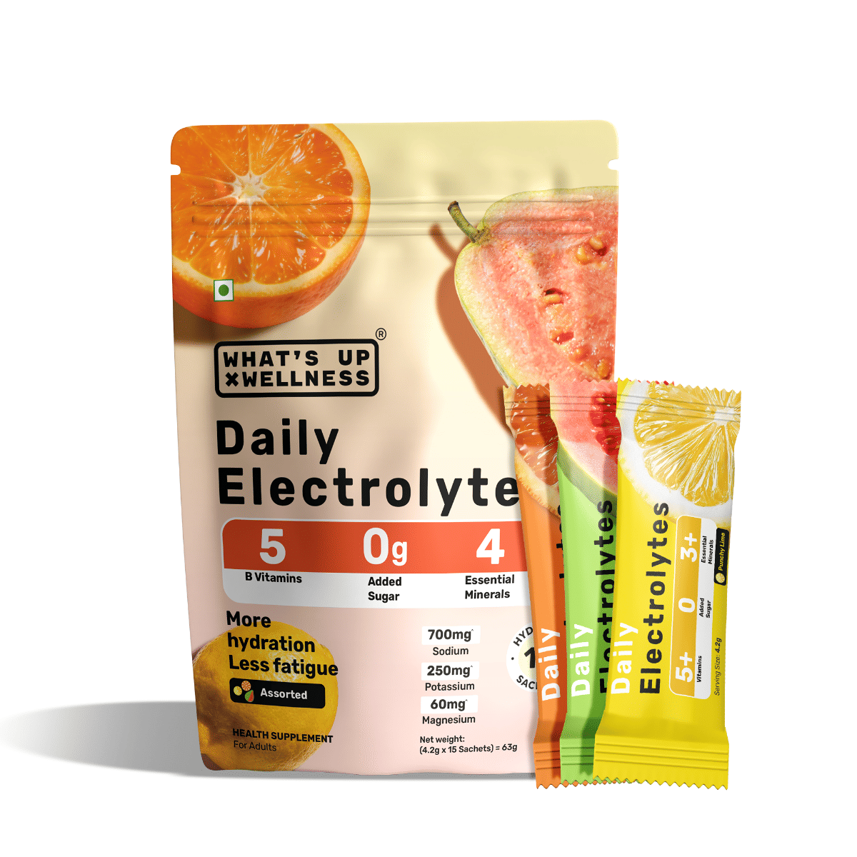 What's Up Daily Electrolyte Assorted Pack (Punchy Lime, Juicy Guava and Zesty Orange)-image-4