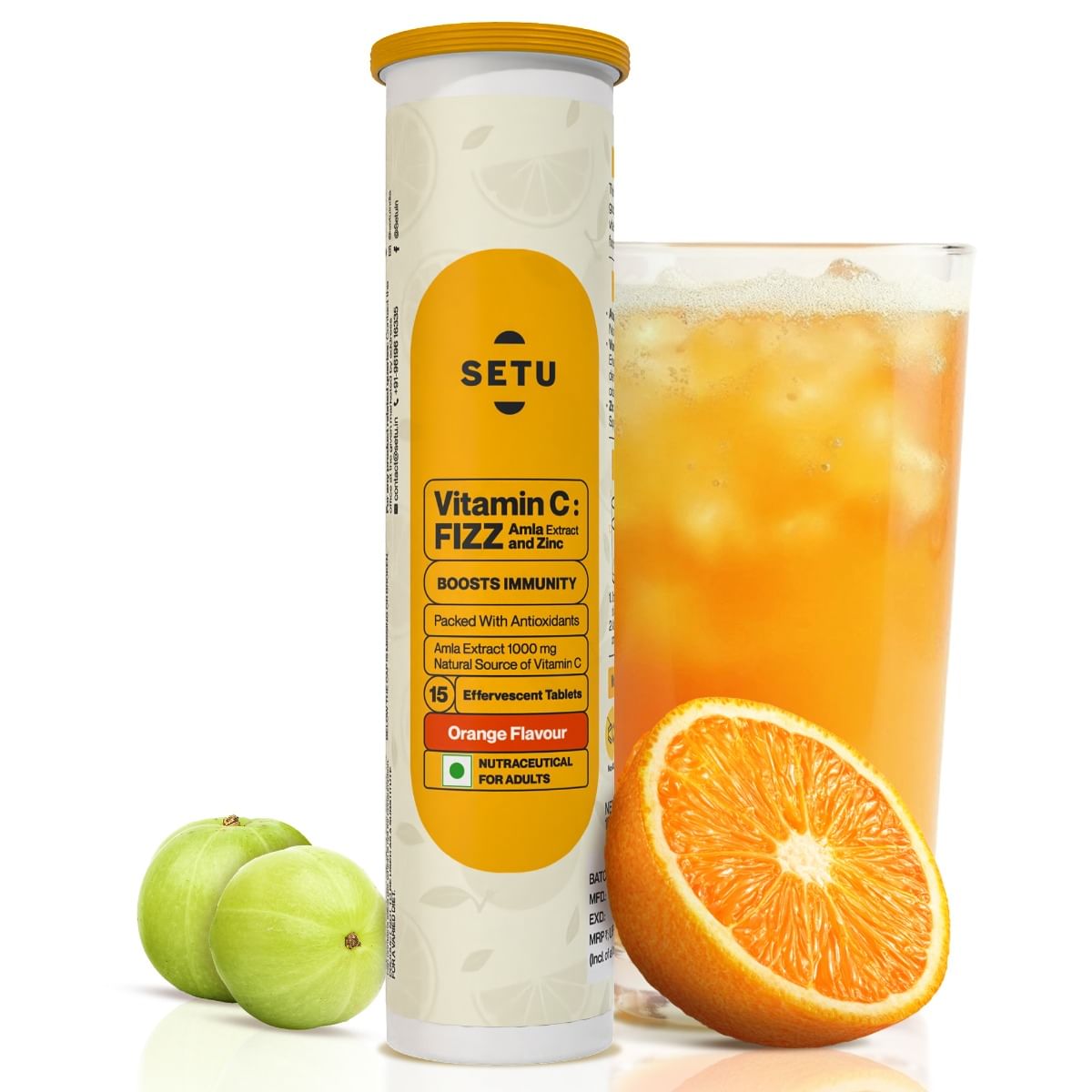 

Setu Vitamin C Fizz Effervescent Tablets - (15 Tablets, Orange) Pack of 1