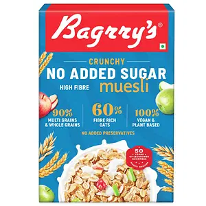 Bagrry's Crunchy Muesli| 40% Fibre Rich Oats with Bran | 82% Multi Grains, Almonds, Raisins & Honey | Breakfast Cereal | Natural Muesli