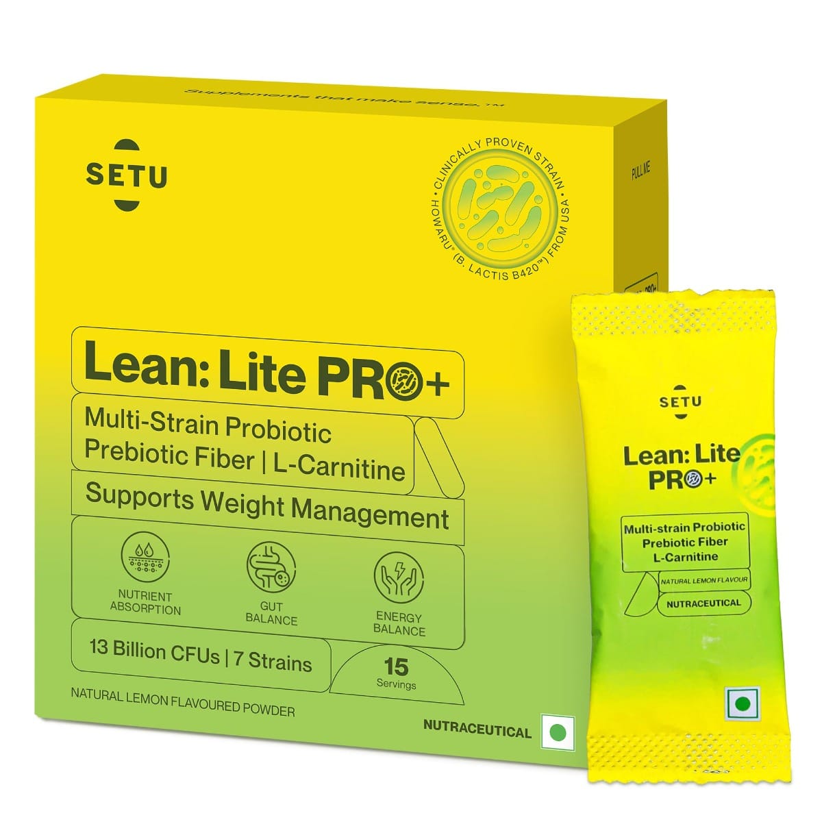 

Setu Lean Lite Pro+ Gut Health Powder | SuperGut Powder with Probiotics + L-Carnitine | Prebiotic & Probiotic Supplement | Helps Convert Fat into E...