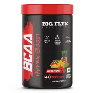 Bigflex Essential BCAA Hyperboost [ 40 Servings, 400g ] | 5000mg BCAA | 1000mg Citrulline Malate | 500mg Beta Alanine | 500mg L-Taurine For Maximum Muscle Growth, Energy, Recovery & Endurance