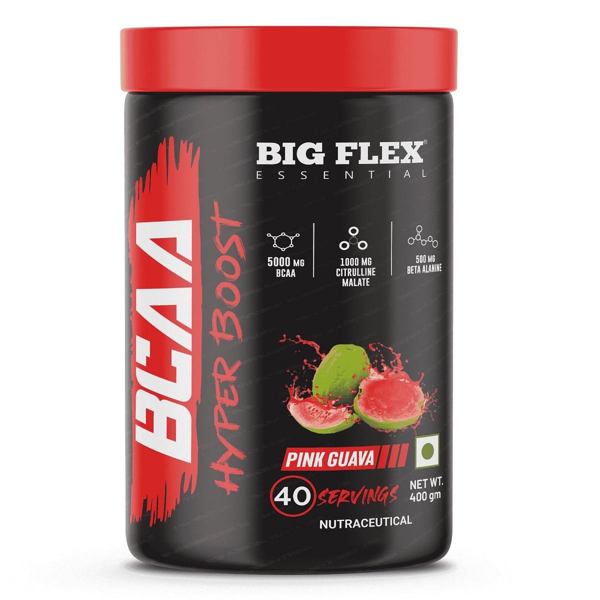 

Bigflex Essential BCAA Hyperboost, Pink Guava [ 40 Servings, 400g ] | 5000mg BCAA | 1000mg Citrulline Malate | 500mg Beta Alanine | 500mg L-Taurine...
