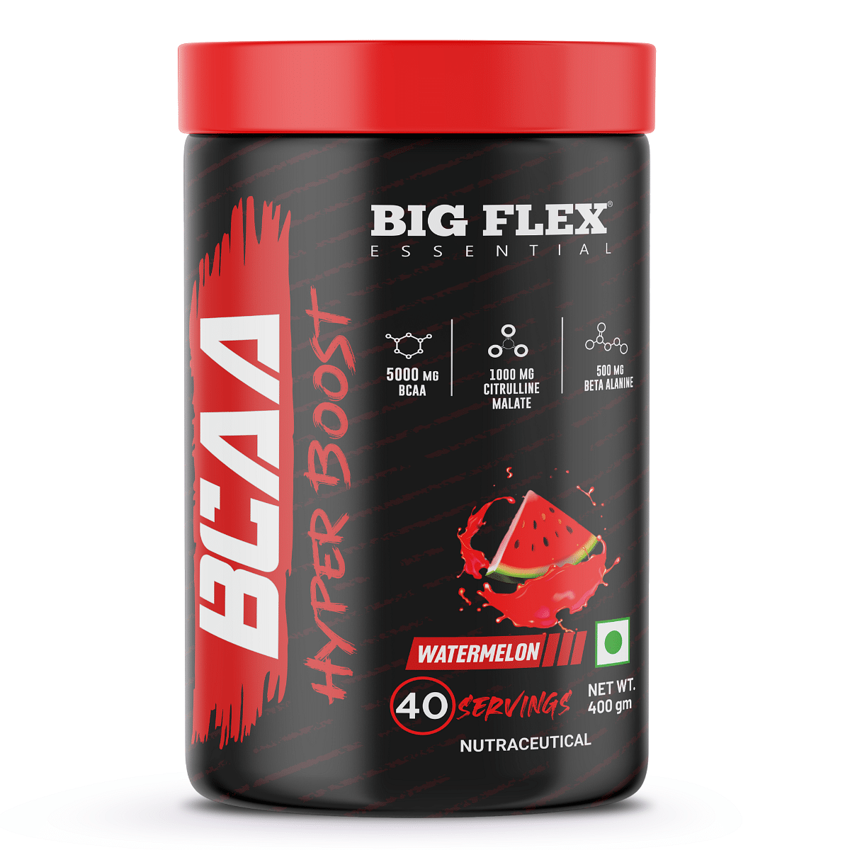 

Bigflex Essential BCAA Hyperboost, Watermelon [ 40 Servings, 400g ] | 5000mg BCAA | 1000mg Citrulline Malate | 500mg Beta Alanine | 500mg L-Taurine...