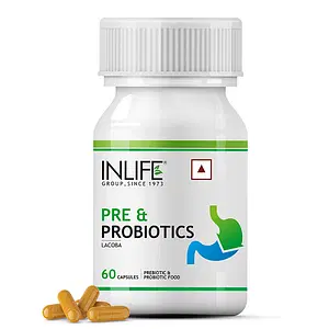 INLIFE Prebiotics and Probiotics Supplement for Men Women - 60 Capsules (Pack of 1)