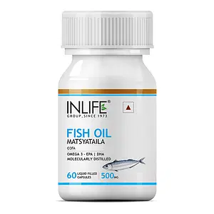 INLIFE Fish Oil Omega 3 EPA 180mg DHA 120mg for Men Women 500mg - 60 Liquid Filled Capsules