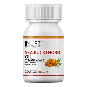 INLIFE Sea buckthorn Seed Oil (500mg) Omega 3,6,7,9-30 Veg Capsules Supplement