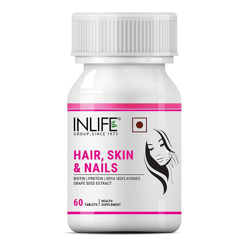 

Inlife Hair Skin Nails Supplement with Biotin Vitamins Minerals Amino Acids Hair Growth for Men Women - 60 Tablets