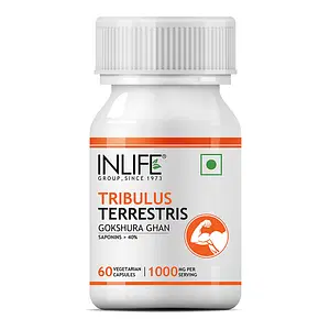 INLIFE Tribulus Supplement, Saponins > 40%, 1000 mg per serving - 60 Vegetarian Capsules