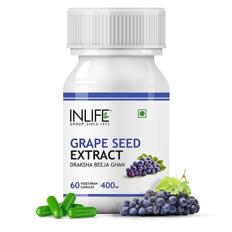 

INLIFE Grape Seed Extract (Proanthocyanidins > 95%) Antioxidant, 400 mg - 60 Vegetarian Capsules (pack of 1)