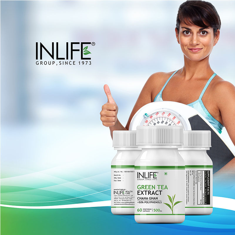 INLIFE Green Tea Extract for Weight Loss (Fat Burner) & Antioxidant 50 Polyphenols, 500 mg 60