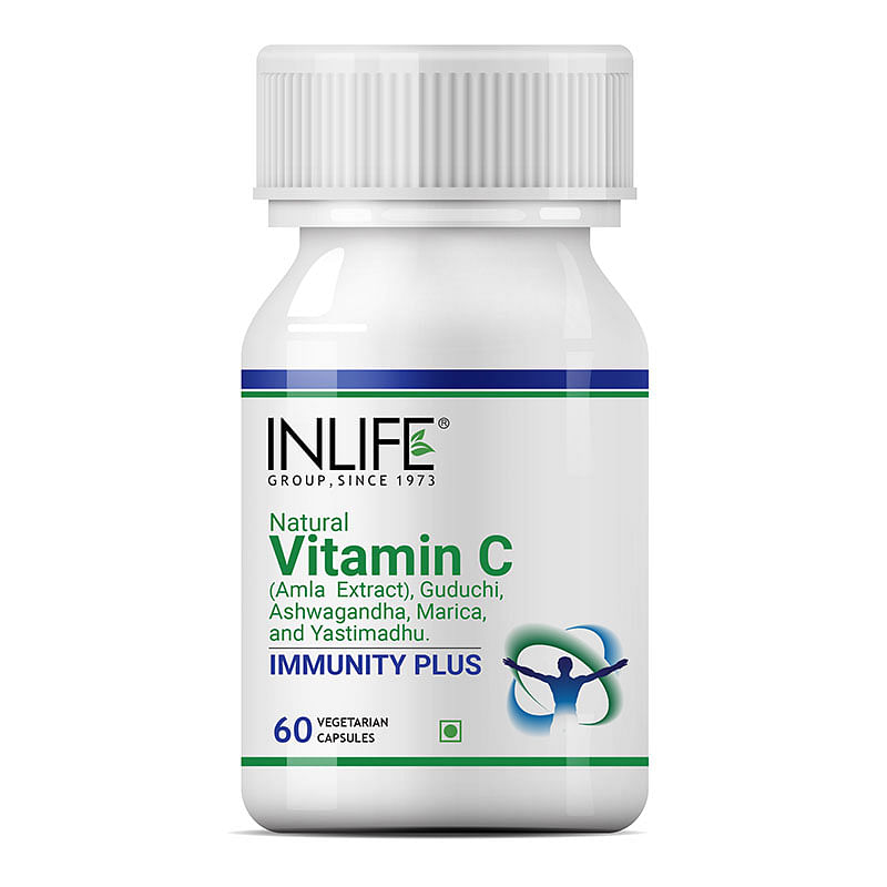 

INLIFE Natural Vitamin C (Amla) Guduchi (Giloy) Ashwagandha Marica Yastimadhu (Licorice) Immunity Plus Immune Booster Supplement for adults Men Wom...