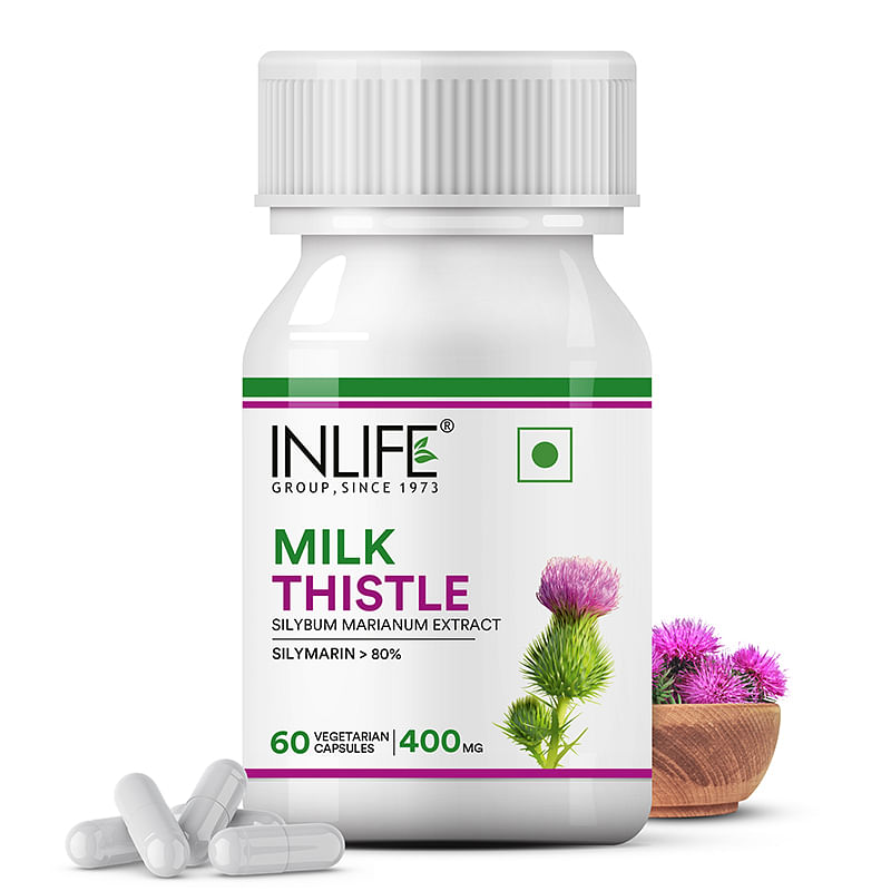 INLIFE Milk Thistle 80% Silymarin Liver Cleanse Detox Support ...