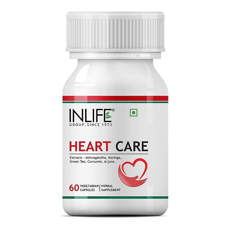 

INLIFE Heart Care Supplement, Arjuna,Moringa,Ashwagandha,Green Tea,Curcumin - 60 Veg Capsules