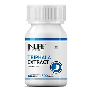 INLIFE Triphala Extract (Tannins > 15%) Amlaki, Haritaki and Bibhitaki, Digestion Support Supplement Tablet, 500 mg - 60 Vegetarian Capsules (Pack of 1)