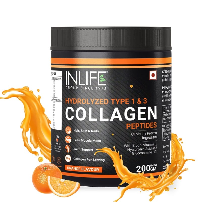 INLIFE Hydrolyzed Collagen Peptides Powder Supplements Type 1 and 3