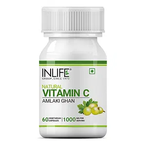 INLIFE Natural Vitamin C Amla Extract for Immunity, for Men Women Supplement - 60 Veg Capsules