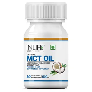 INLIFE Pure MCT Oil C8 C10 Keto Diet Friendly Advanced Products, Weight & Fat Management Food Supplement, 500mg - 60 Veg Capsules