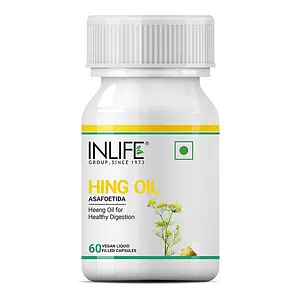 INLIFE Hing Oil Capsule (Asafoetida), Faster Absorption than Powder, Digestion Support, Weight Management, Irritable Bowel Syndrome Supplement Men & Women, 15mg - 60 Liquid Filled Veg Capsules