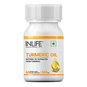INLIFE Turmeric Oil Capsule, Faster Absorption than Extract, Antioxidant & Natural Detoxifier Supplement for Men & Women, 500mg – 60 Liquid Filled Vegetarian Capsules (Pack of 1)